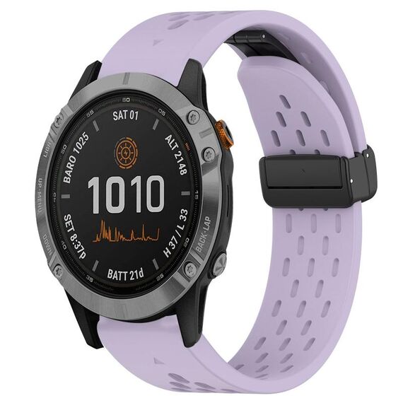 Per cinturino in silicone con foro per fibbia pieghevole Garmin Fenix 7 da 22 mm (viola)
