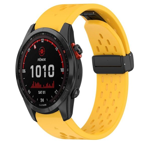 Per cinturino in silicone con foro per fibbia pieghevole Garmin Fenix 7 Solar da 22 mm (giallo)