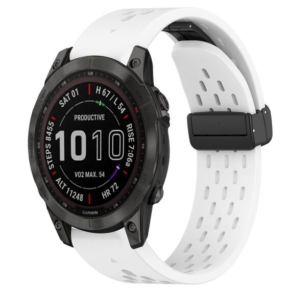 Per cinturino in silicone con foro per fibbia pieghevole Garmin Fenix 7 Sapphire Solar da 22 mm (bianco)
