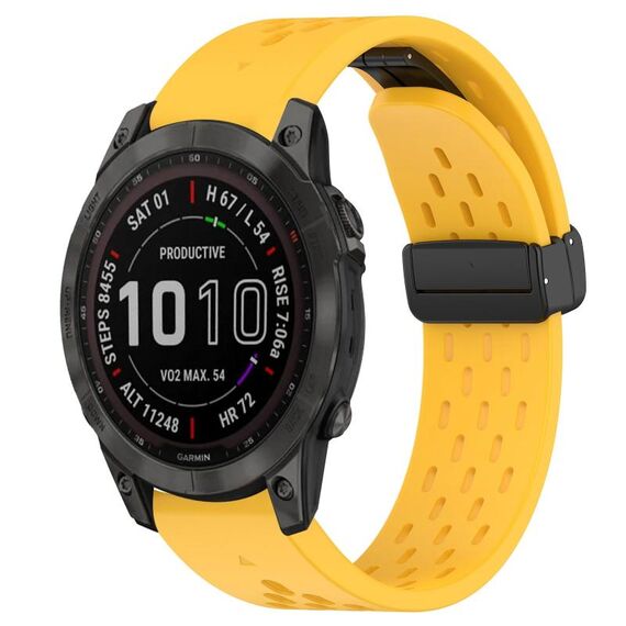 Per cinturino in silicone con foro per fibbia pieghevole Garmin Fenix 7 Sapphire Solar da 22 mm (giallo)