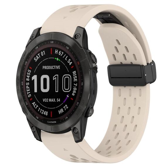 Per cinturino in silicone con foro per fibbia pieghevole Garmin Fenix 7 Sapphire Solar da 22 mm (colore Starlight)