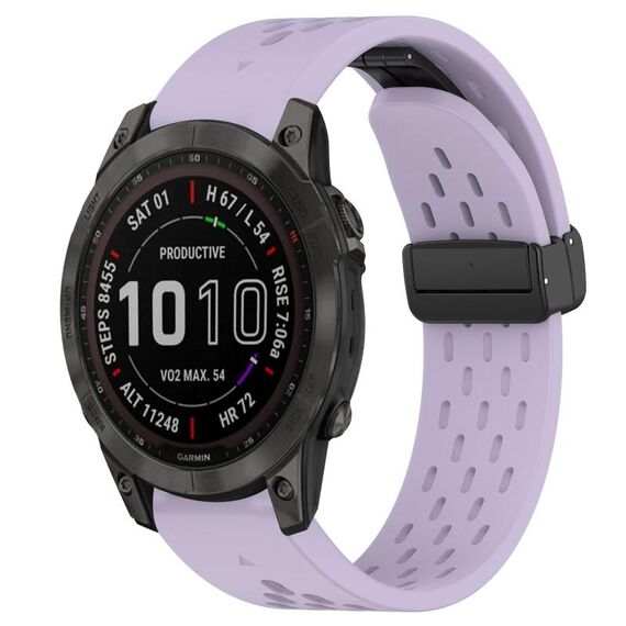 Per cinturino in silicone con foro per fibbia pieghevole Garmin Fenix 7 Sapphire Solar da 22 mm (viola)
