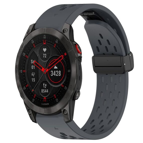 Per cinturino in silicone Garmin Epix Gen 2 da 22 mm con foro per fibbia pieghevole (grigio scuro)