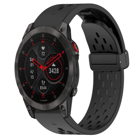 Per cinturino in silicone Garmin Epix Gen 2 da 22 mm con foro per fibbia pieghevole (nero)