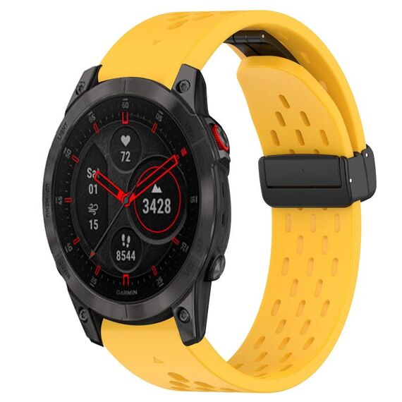 Per cinturino in silicone con foro per fibbia pieghevole Garmin Epix Gen 2 da 22 mm (giallo)