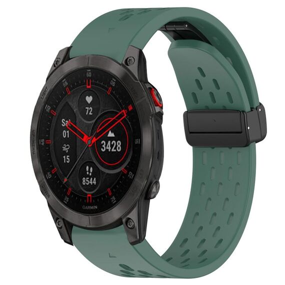 Per cinturino in silicone Garmin Epix Gen 2 da 22 mm con foro per fibbia pieghevole (verde scuro)