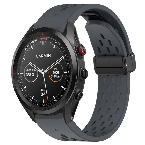 Per Garmin Approach S62 cinturino in silicone con foro per fibbia pieghevole da 22 mm (grigio scuro)