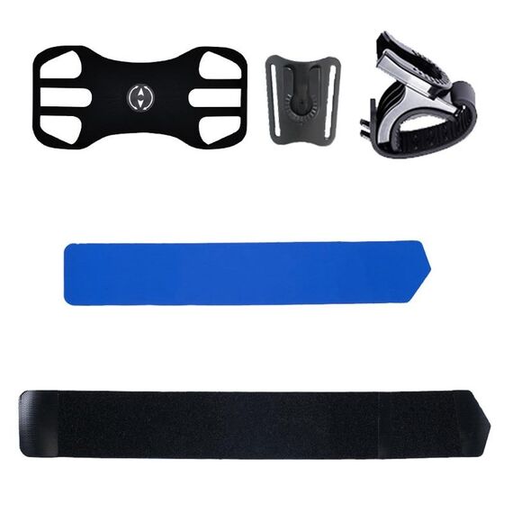 Supporto per bicicletta con cinturino da polso staccabile con braccio girevole 3 in 1 a quattro ganasce per telefoni da 4,5-6,5 pollici (blu)