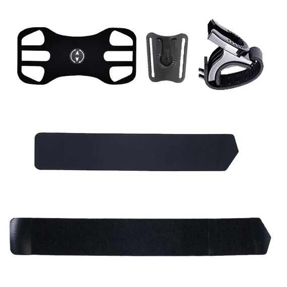Supporto per bicicletta con cinturino da polso staccabile con braccio girevole 3 in 1 a quattro ganasce per telefoni da 4,5-6,5 pollici (nero)
