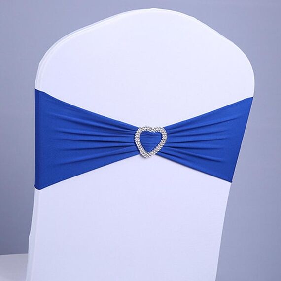 15x35 cm Coprisedia elasticizzato senza lacci per sedia con fiocco floreale Coprisedia per sedia da hotel Decorazione con cinturino per schienale (Royal Blue)