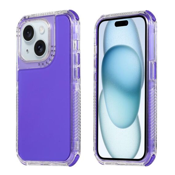 Per iPhone 15 Plus Dreamland 3 in 1 Custodia per PC con cornice trasparente in colore trasparente + custodia per telefono in TPU (viola)