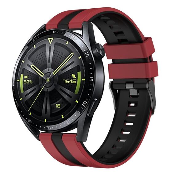 Per Huawei Watch GT 3 / GT 3 Pro cinturino verticale in silicone bicolore (rosso scuro + nero)