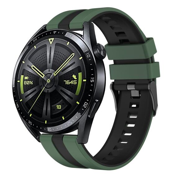 Per Huawei Watch GT 3 / GT 3 Pro cinturino verticale in silicone bicolore (verde oliva + nero)