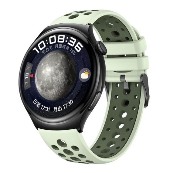 Per Huawei Watch 4 Cinturino in silicone bicolore con foro tondo (verde menta)