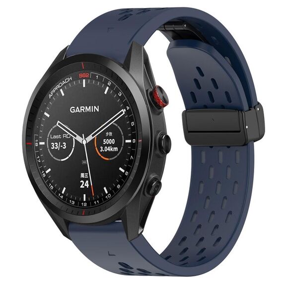 Per cinturino in silicone Garmin Approach S62 con foro per fibbia pieghevole da 22 mm (blu notte)