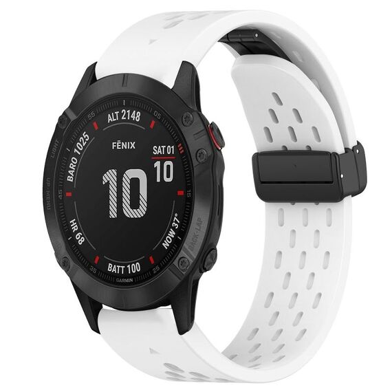 Per Garmin Fenix 6 Sapphire GPS cinturino in silicone con foro per fibbia pieghevole da 22 mm (bianco)