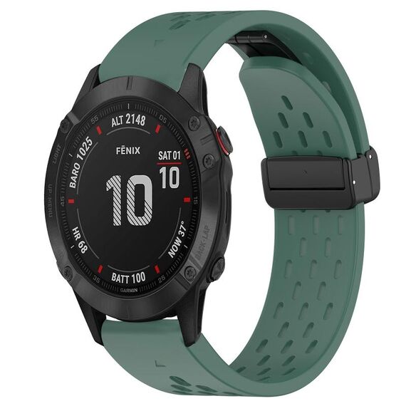 Per Garmin Fenix 6 Sapphire GPS cinturino in silicone con foro per fibbia pieghevole da 22 mm (verde scuro)
