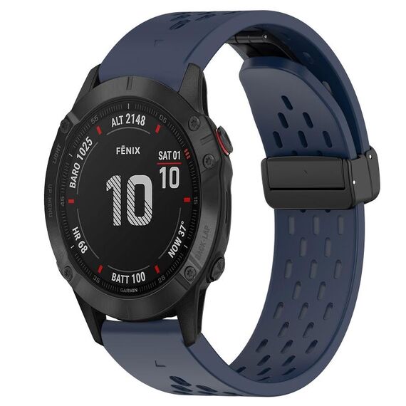 Per Garmin Fenix 6 Sapphire GPS cinturino in silicone con foro per fibbia pieghevole da 22 mm (blu notte)