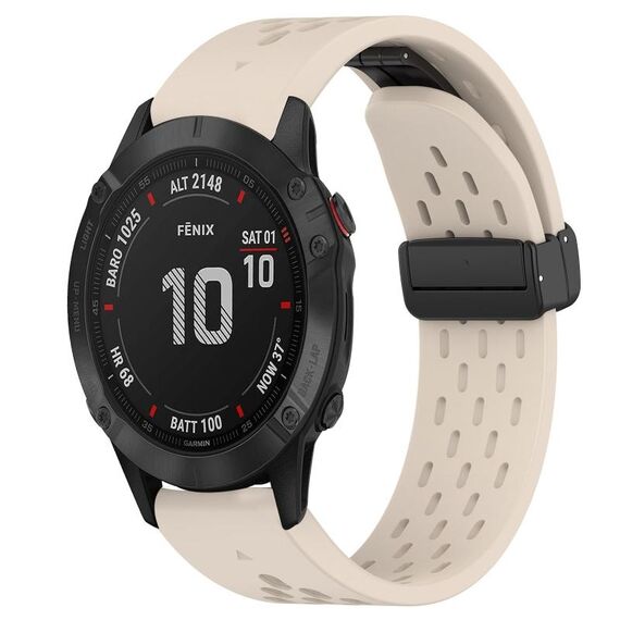 Per cinturino in silicone con foro per fibbia pieghevole Garmin Fenix 6 Sapphire GPS da 22 mm (colore Starlight)