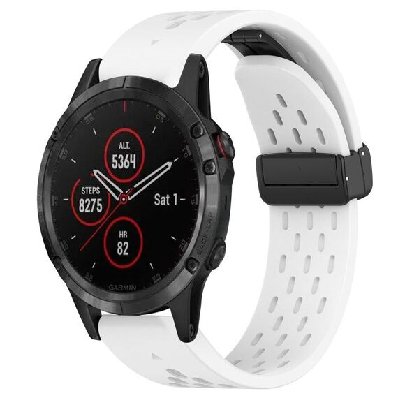 Per cinturino in silicone con foro per fibbia pieghevole Garmin Fenix 5 Plus da 22 mm (bianco)