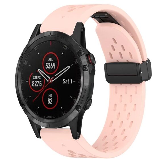 Per cinturino in silicone con foro per fibbia pieghevole Garmin Fenix 5 Plus da 22 mm (rosa)