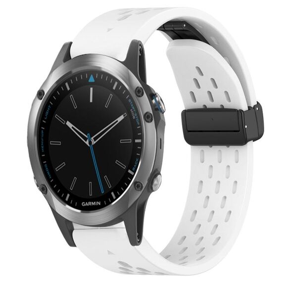 Per cinturino in silicone con foro per fibbia pieghevole Garmin Quatix 5 da 22 mm (bianco)