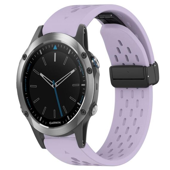Per cinturino in silicone con foro per fibbia pieghevole Garmin Quatix 5 da 22 mm (viola)