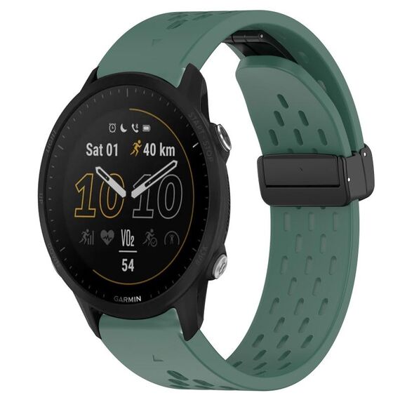 Per cinturino in silicone con foro per fibbia pieghevole Garmin Forerunner 955 da 22 mm (verde scuro)