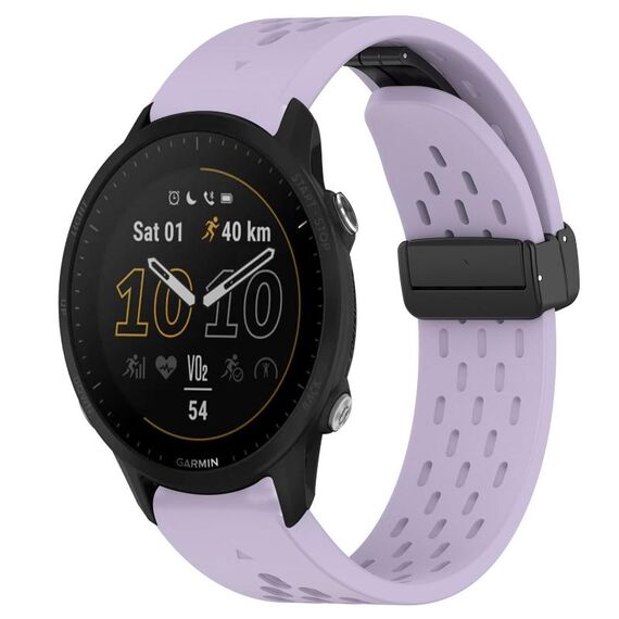 Per cinturino in silicone con foro per fibbia pieghevole Garmin Forerunner 955 da 22 mm (viola)
