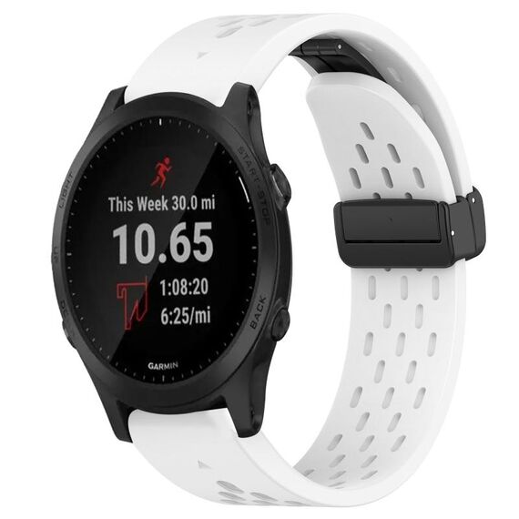 Per Garmin Forerunner 945 cinturino in silicone con foro per fibbia pieghevole da 22 mm (bianco)