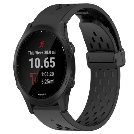 Per cinturino in silicone con foro per fibbia pieghevole Garmin Forerunner 945 da 22 mm (nero)