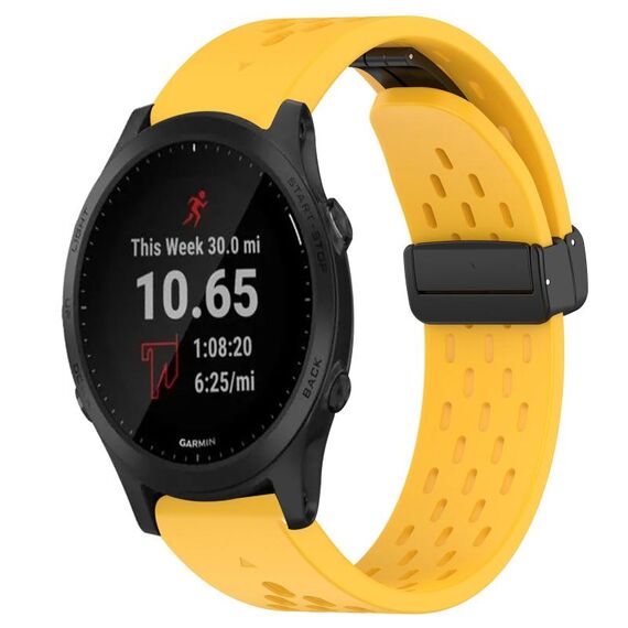 Per cinturino in silicone con foro per fibbia pieghevole Garmin Forerunner 945 da 22 mm (giallo)