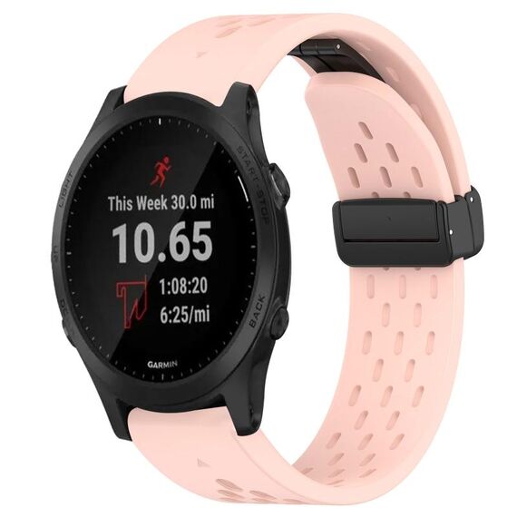 Per cinturino in silicone con foro per fibbia pieghevole Garmin Forerunner 945 da 22 mm (rosa)