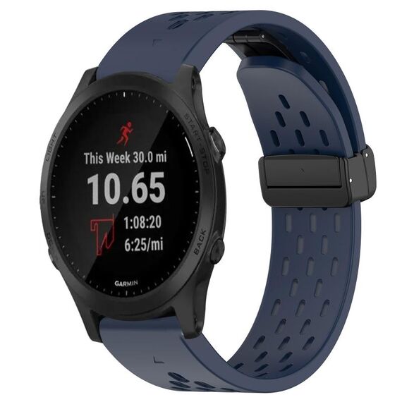 Per cinturino in silicone con foro per fibbia pieghevole Garmin Forerunner 945 da 22 mm (blu notte)