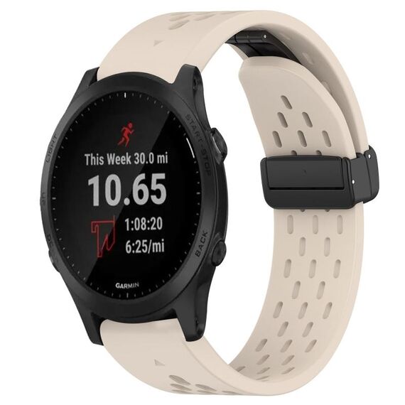 Per cinturino in silicone con foro per fibbia pieghevole Garmin Forerunner 945 da 22 mm (colore Starlight)