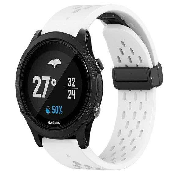Per Garmin Forerunner 935 cinturino in silicone con foro per fibbia pieghevole da 22 mm (bianco)