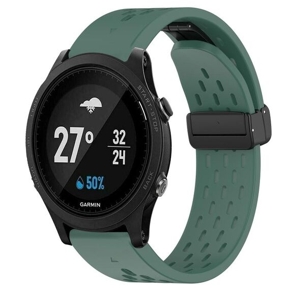 Per cinturino in silicone con foro per fibbia pieghevole Garmin Forerunner 935 da 22 mm (verde scuro)