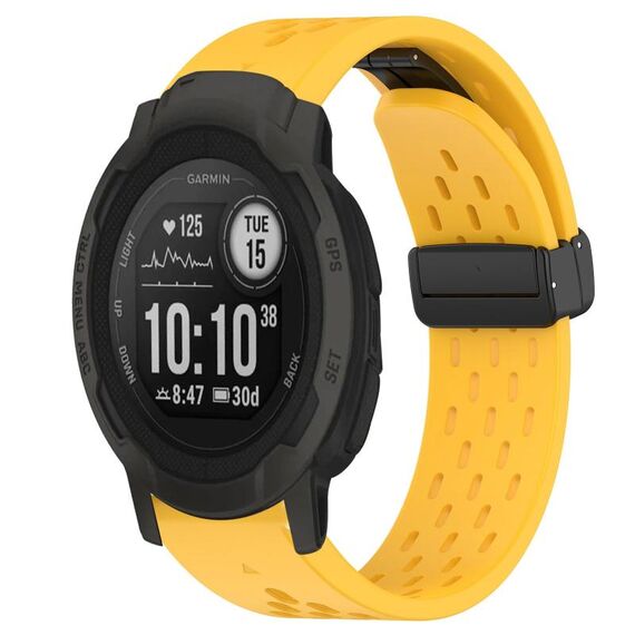 Per cinturino in silicone con foro per fibbia pieghevole Garmin Instinct 2 da 22 mm (giallo)