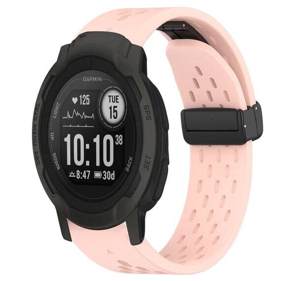 Per cinturino in silicone Garmin Instinct 2 da 22 mm con foro per fibbia pieghevole (rosa)
