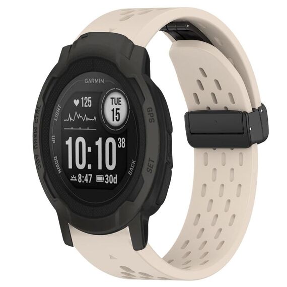 Per cinturino in silicone con foro per fibbia pieghevole Garmin Instinct 2 da 22 mm (colore Starlight)