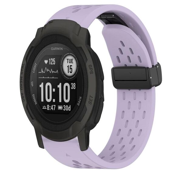 Per cinturino in silicone con foro per fibbia pieghevole Garmin Instinct 2 da 22 mm (viola)