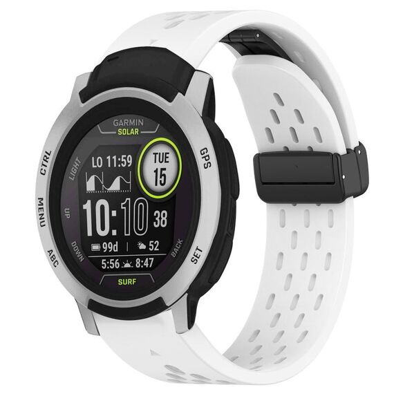 Per cinturino in silicone Garmin Instinct da 22 mm con foro per fibbia pieghevole (bianco)
