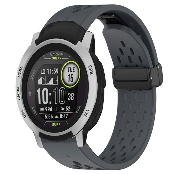 Per cinturino in silicone Garmin Instinct da 22 mm con foro per fibbia pieghevole (grigio scuro)