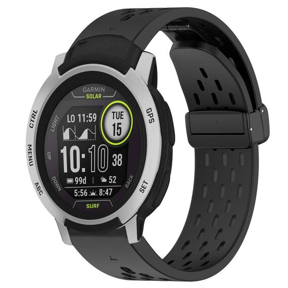 Per cinturino in silicone Garmin Instinct da 22 mm con foro per fibbia pieghevole (nero)