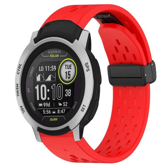Per cinturino in silicone Garmin Instinct da 22 mm con foro per fibbia pieghevole (rosso)