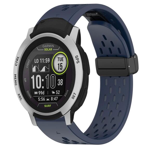Per cinturino in silicone Garmin Instinct da 22 mm con foro per fibbia pieghevole (blu notte)