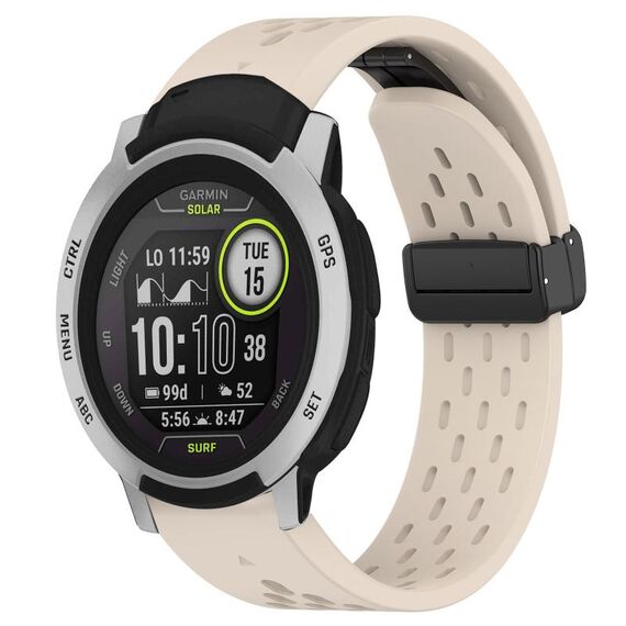 Per cinturino in silicone Garmin Instinct da 22 mm con foro per fibbia pieghevole (colore Starlight)