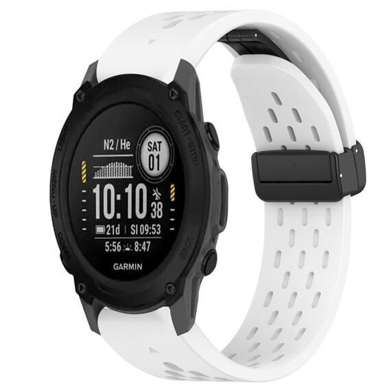 Per cinturino in silicone con foro per fibbia pieghevole Garmin Descent G1 da 22 mm (bianco)