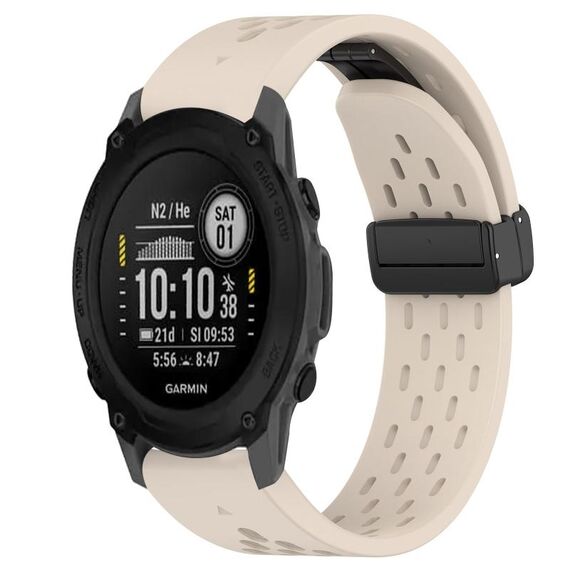 Per cinturino in silicone con foro per fibbia pieghevole Garmin Descent G1 da 22 mm (colore Starlight)