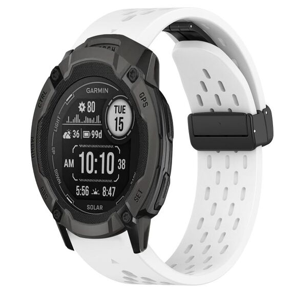 Per cinturino in silicone Garmin Instinct 2X Solar da 26 mm con foro per fibbia pieghevole (bianco)